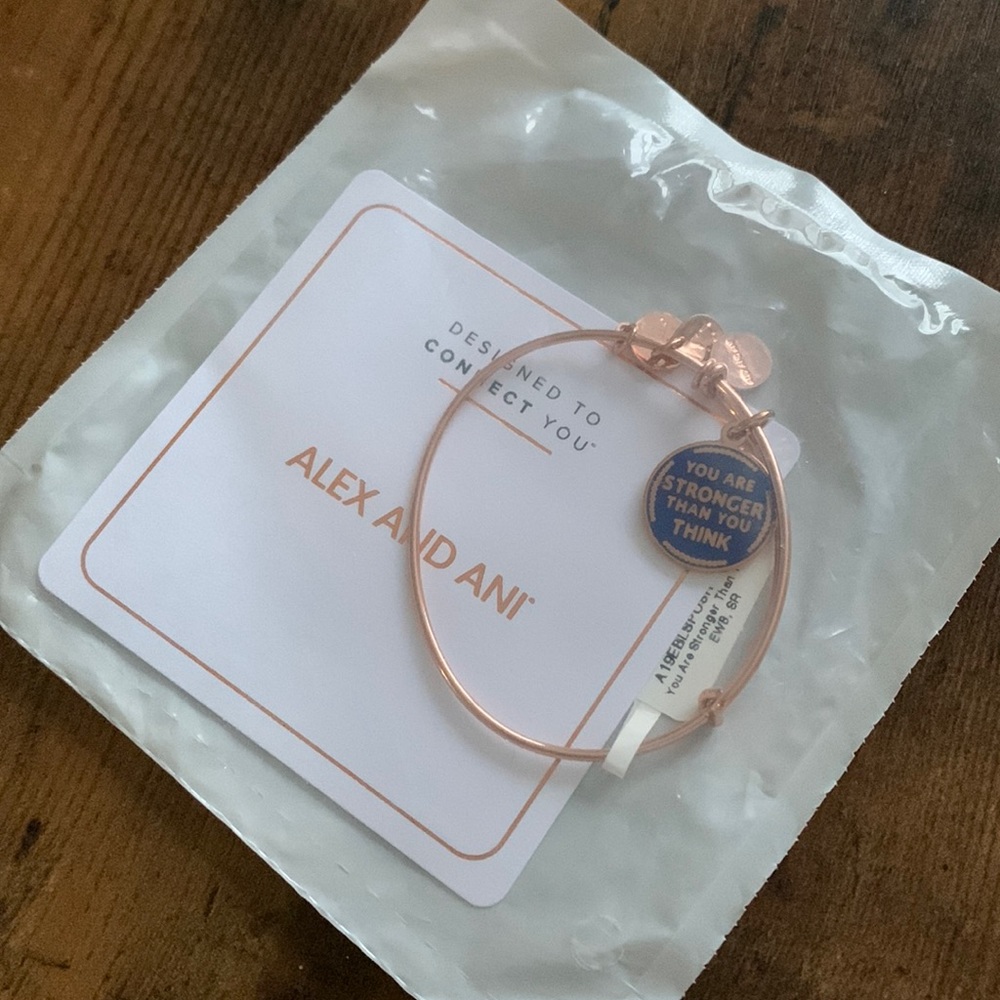 Alex and Ani you are stronger than you think bracelet in a rose gold finish